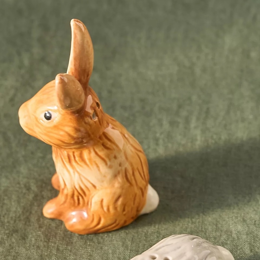 NIB Anthropologie Canterbury stoneware salt and pepper shakers Easter Bunnies - Picture 3 of 3
